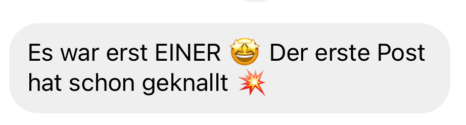 Testimonial: Es war erst EINER. Der erste Post hat schon geknallt.