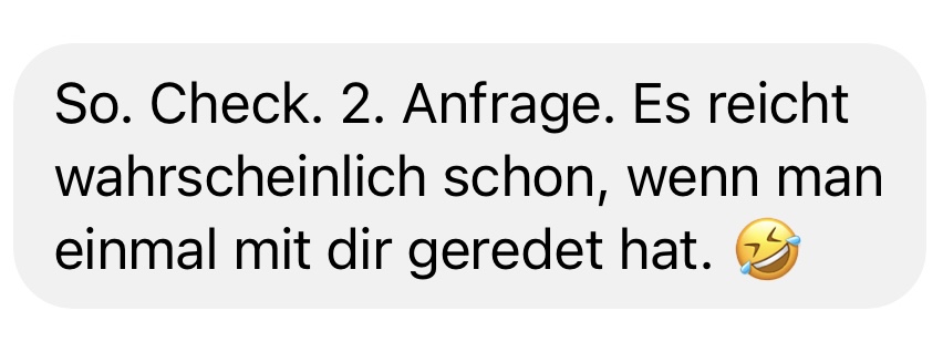 Testimonial von Antje: So. Check. 2. Anfrage.